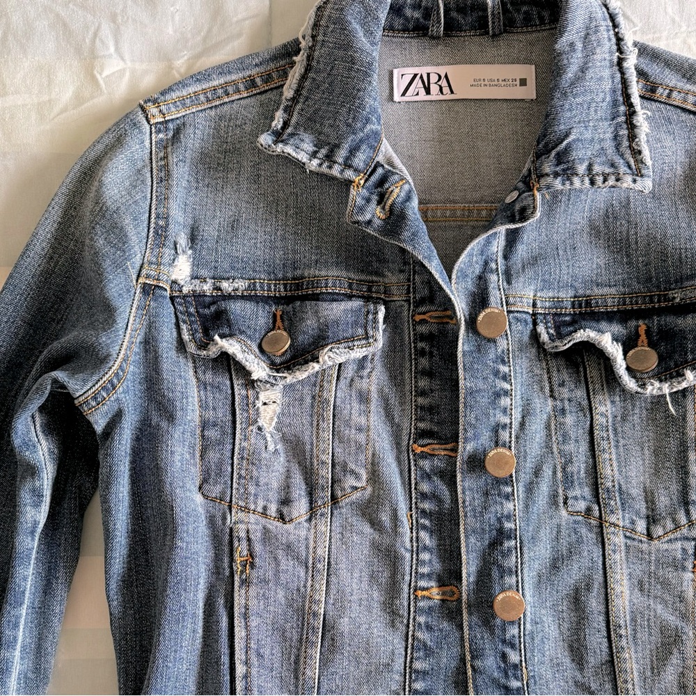 Zara Distressed Denim Jacket